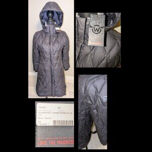 MOOSEJAW MOUNTAINERING Woodward Longer Down Jacket Coat Black Womens XS  - NWT